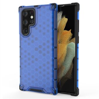 Honeycomb Pattern TPU + PC Hybrid Phone Cover Stødsikkert beskyttelsescover til Samsung Galaxy S22 Ultra 5G