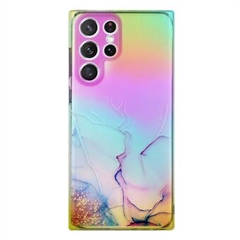 Farverig laserprægning Anti-ridse let tyndt marmormønster Blødt snoet TPU-telefoncover til Samsung Galaxy S22 Ultra 5G