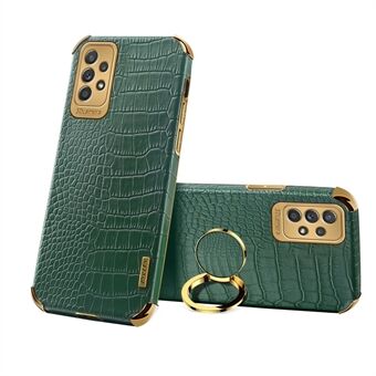 Crocodile Texture PU-læderbelagt TPU-cover til Samsung Galaxy A33 5G, 6D galvaniseret telefoncover med Ring