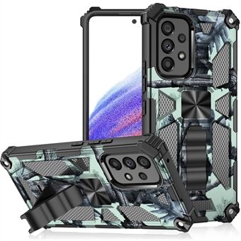 Camouflage mønster telefon beskyttende skal til Samsung Galaxy A33 5G, magnetplade design telefon cover med støtte