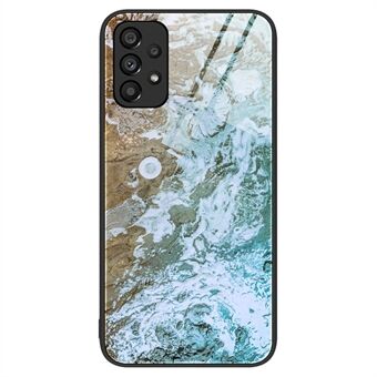 Til Samsung Galaxy A33 5G marmormønsterudskrivning bagcover Hærdet glas TPU kofangerramme stødabsorberende beskyttelsescover