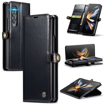 CASEME 003-serien til Samsung Galaxy Z Fold4 5G voksagtig tekstur PU-læder Magnetisk lukning Telefoncover Stand Pung Telefoncover