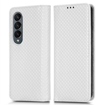 Til Samsung Galaxy Z Fold4 5G Grid Texture PU-læder telefoncover Foldeligt Stand Autolukkende magnetisk etui