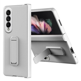 Faldsikkert telefoncover til Samsung Galaxy Z Fold4 5G, Carbon Fiber Texture Protective Phone Cover med Kickstand