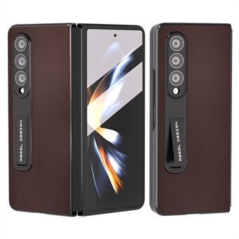 ABEEL til Samsung Galaxy Z Fold4 5G Kickstand telefoncover ægte ko læder+pc cover med frontskærm film