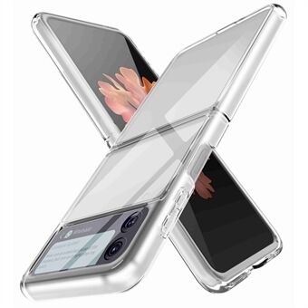 Til Samsung Galaxy Z Flip4 5G Gennemsigtig blød TPU-ramme + hård pc-bagcover Anti-fingeraftryk Gul-resistent telefoncover