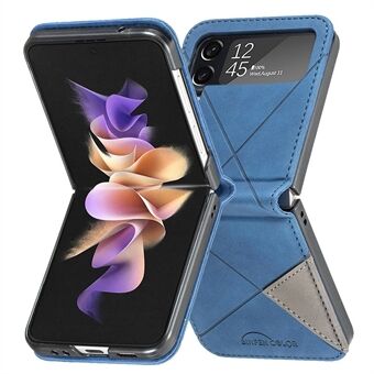 BINFEN COLOR PU læderetui til Samsung Galaxy Z Flip4 5G geometrisk præget telefoncover