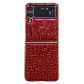 Nano galvanisering telefoncover til Samsung Galaxy Z Flip4 5G, Crocodile Texture ægte okselæder belagt pc-cover