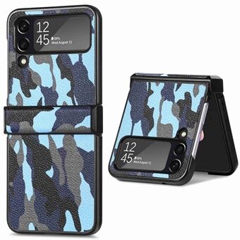 Camouflage mønster telefoncover til Samsung Galaxy Z Flip4 5G, PU læderbelagt PC Anti-ridse bagcover