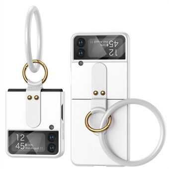 GKK foldetelefoncover til Samsung Galaxy Z Flip4 5G, ultratyndt PU-læder+hård pc+telefoncover i metal med silikone- Ring