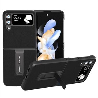 ABEEL til Samsung Galaxy Z Flip4 5G ægte ko-læder+pc-telefontaske Foldebart Kickstand Cover