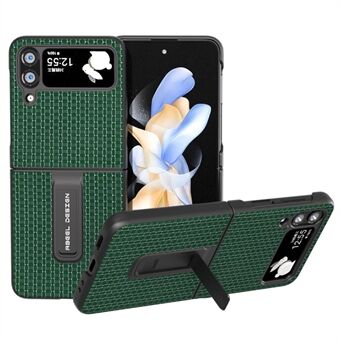ABEEL Til Samsung Galaxy Z Flip4 5G Kickstand Beskyttelsescover Kohud Læder Coated PC Telefon Cover