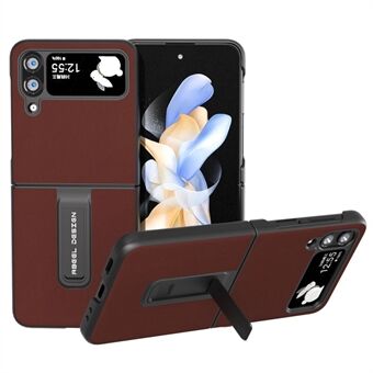 ABEEL Til Samsung Galaxy Z Flip4 5G Koskind læderbelagt PC Slim Telefon Case Kickstand Stødsikkert cover