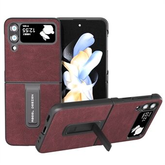 ABEEL til Samsung Galaxy Z Flip4 5G Kickstand telefoncover Anti-ridse Litchi Texture PU Læder PC Cover