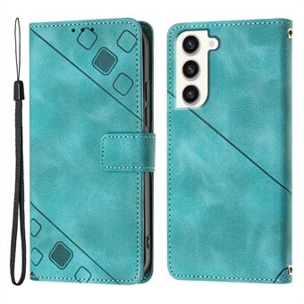 Beskyttende telefoncover til Samsung Galaxy S23+, PT005 YB Imprinting Series-6 Skin Touch Læder Flip Wallet Case