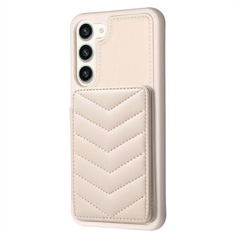 BF26 Kortholder Kickstand-etui til Samsung Galaxy S23+ Wave Stitching Texture TPU+PU-lædertelefoncover