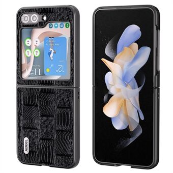 ABEEL til Samsung Galaxy Z Flip5 5G Mahjong Texture telefonetui Ægte ko læder belagt PC stødsikkert cover