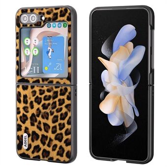 ABEEL til Samsung Galaxy Z Flip5 5G leopardmønster telefoncover PU-læder + PC-bagsideskal