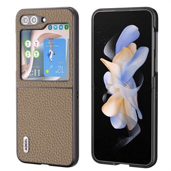 ABEEL til Samsung Galaxy Z Flip5 5G telefontaske på bagsiden Kohud læderbelagt PC Litchi Texture Cover