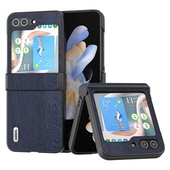 ABEEL Wood Texture Phone Case til Samsung Galaxy Z Flip5 5G, hængselbeskyttelse PU læderbelagt pc-cover