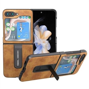 ABEEL til Samsung Galaxy Z Flip5 5G Retro Litchi Texture telefontaske PU læderbelagt pc-støttebetræk