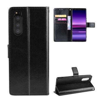 Crazy Horse Skin Læder Wallet Phone Shell til Sony Xperia 5