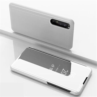 View Window Plated Mirror Surface Læder Stand Case til Sony Xperia 1 II