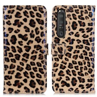 Leopard Texture Læder Wallet Stand Beskyttelsesetui til mobiltelefon til Sony Xperia 1 III 5G