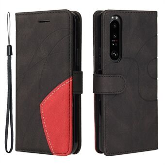 KT Leather Series-1 Bi-color splejsningsstil læder pung telefoncover med praktisk strop til Sony Xperia 1 III 5G