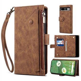ESEBLE Star Series lædertelefontaske til Google Pixel 8, lynlås lomme tegnebog, RFID-blokerende telefonomslag.