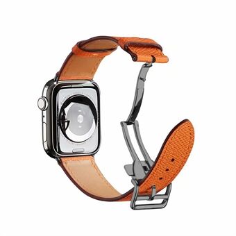 Foldespænde ægte læderur Udskift rem [sort spænde] til Apple Watch SE / Series 6/5/4 40MM / Series 3/2/1 38mm