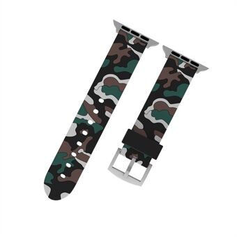 Camouflage Pattern Soft Silicone Watch Strap for Apple Watch Series 5 4 44mm, Series 3 / 2 / 1 42mm