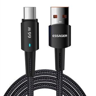 ESSAGER 3M superlangt opladningskabel Filtringsfrit USB til Type C 6A Hurtigopladning 480 Mbps transmissionsdataledning