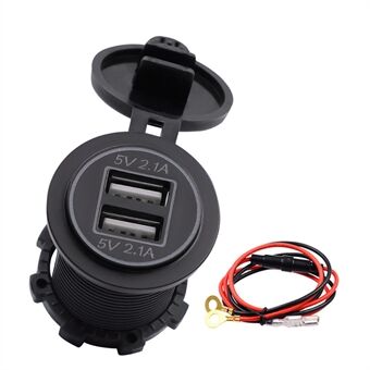 ZH-526F Dual USB Port Car Charger 4.2A Fast Charging Power Charger with Dual LED Ring Light