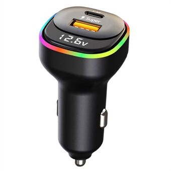 K1 Voltage Detection USB+Type-C Fast Charging Car Charger Phone Charging Power Adapter with RGB Light