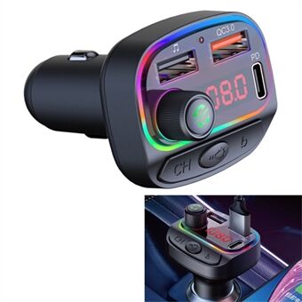 C14 Colorful Light Dual USB Car Bluetooth MP3 Music Player FM QC3.0 PD Fast Speed Phone Charger