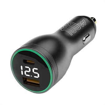 GC-27 100W QC3.0 USB + Type-C PD Phone Fast Charging Car Charger Digital Display Power Adapter (CE Certificated)