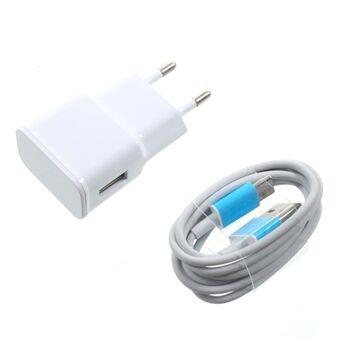 5V 2.1A Wall Charger Travel AC Adapter + 1M USB Type-C Cable - White / EU Plug
