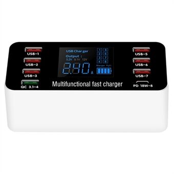 A9P 8-in-1 Multi-function LED Digital Display Quick Charge Intelligent Charger