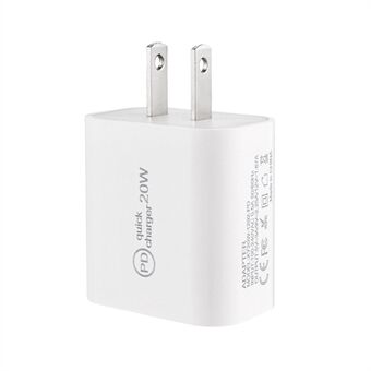 20W PD Intelligent Quick Charging Wall Charger Portable Travel Charger for iPhone Huawei Xiaomi Samsung Mobile Phones [US Plug]