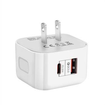 YSY-6087 PD 20W+QC 3.0 Dual Port Wall Charger Travel Power Adapter
