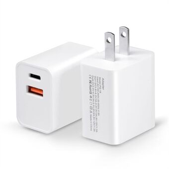 18W USB + Type-C Dual Ports Quick Charge Travel Charger