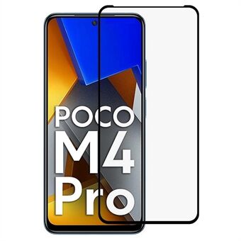9D hærdet glasfilm til Xiaomi Poco M4 Pro 5G, fuld dækning følsom berøringssidelim Silke Print Screen Protector