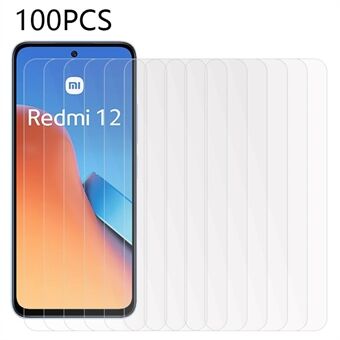 100 stk til Xiaomi Redmi 12 4G hærdet glas skærmbeskytter Ultra Clear Full Glue Telefon skærmfilm