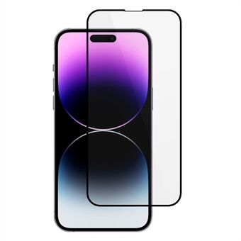 Til iPhone 15 Pro Max Silkeprint Sort Edge fuld skærmbeskytter 9D hærdet glas fuld lim film