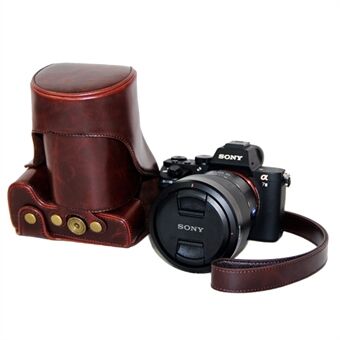 PU læder kamera beskyttelsesetui med skulderrem til Sony ILCE-7II/a7II/a7m2