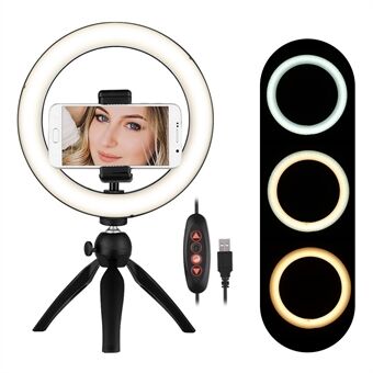 8,6" LED- Ring 3 lystilstande og dæmpbar lysstyrke Videolys Selfie- Ring med Stand til YouTube-video / Livestream / Makeup