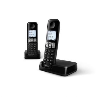 Trådløs telefon Philips D2302B/23 1,8" DECT HQ Sound Sort (2 pcs)