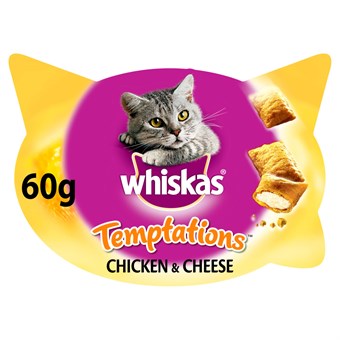 Whiskas Temptations - Kylling & Ost - Godbidder til Katte - 60 g