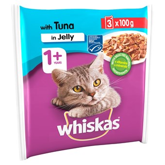 Whiskas 1+ Cat Pouch - Kattemad - Tun i Gelé - 3 x 100 g